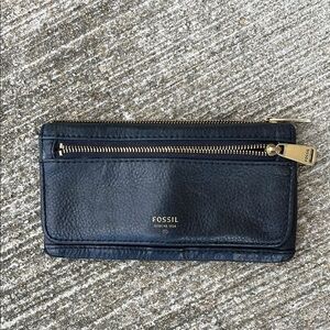 Fossil Black Bifold Leather Vintage Wallet Zippered